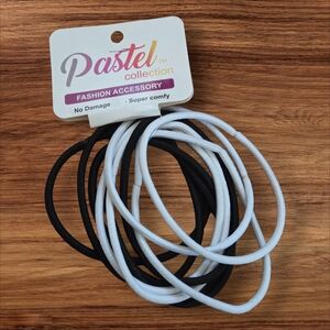 Pastels Clothing Black and White Elastic Hair Ties Set Of 10